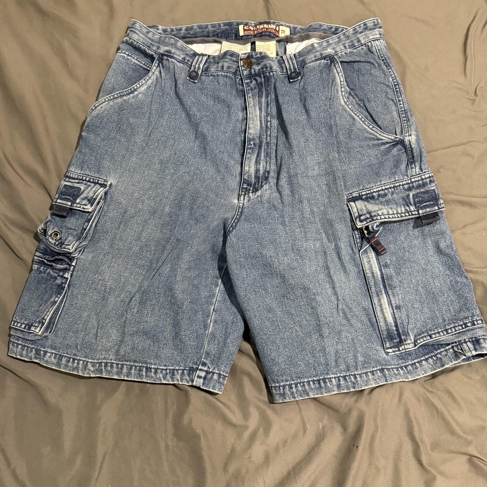 Coliseum Shorts Mens‎ 34 Blue Denim Cargo Relaxed Fit Pockets Summer Casual
